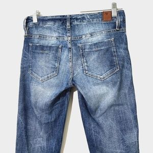 Guess Pencil Mid Rise Skinny Jeans size 25 Plain Pocket Distressed Blue Denim